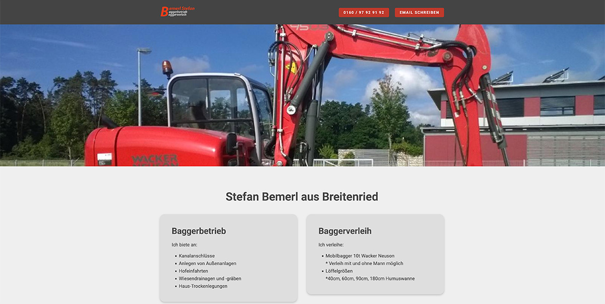Screenshot Baggerbetrieb Bemerl